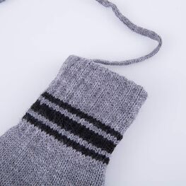 07721211-41 Варежки однослойные из шерсти мериноса Полоски для мальчики серый + черный фото №2