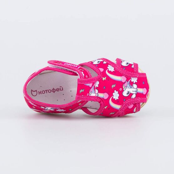 121045-74 Текстильная обувь для первых шагов для девочки фуксия фото №4
