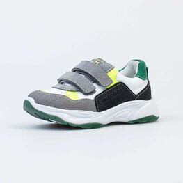 332144-21 Полуботинки для мальчики сер-бел-зел